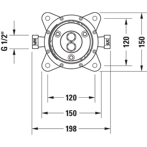 Duravit Universal Basiselement - 1 greeps badmengkr inb - 150x160x150mm - wit SW527989
