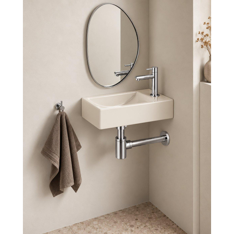 Saniclass Fuente pack lave-mains – rectangulaire – 40 x 22 x 10 cm – Solid Surface beige – robinet chromé SW1587192