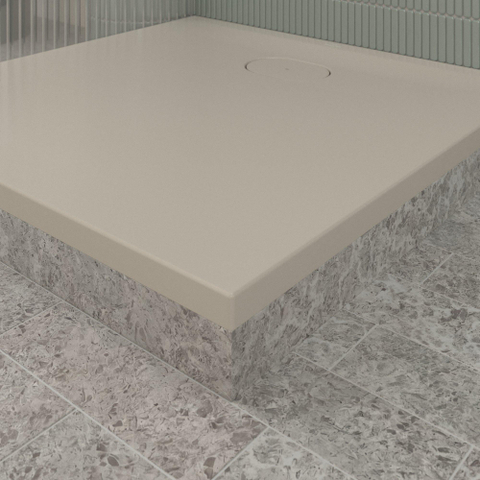 Villeroy & Boch Ecora douchebak - 90x90x3.5cm - afvoer korte zijde - almond (beige) SW1559018