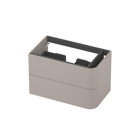 INK Concept R Wastafelonderkast - 80x45x52cm - 2 lades - opliggende grepen - afgeronde hoek rechts - MDF lak - mat kasjmier grijs SW1405665
