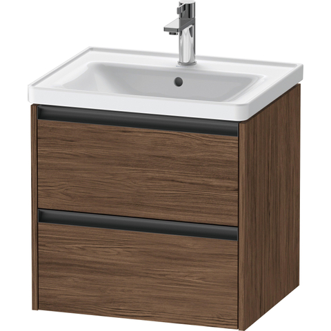 Duravit Ketho.2 Wastafelonderbouwkast - met 2 laden - 58.4x45.5x54.9cm - met grepen antracietdonker - mat noten (donker) (hout) SW772719