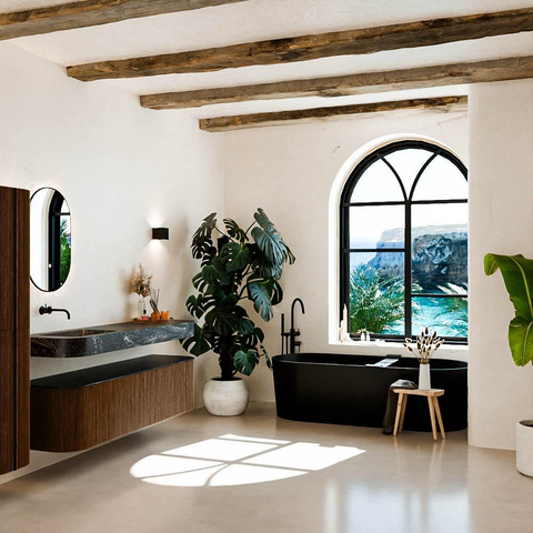 MONDIAZ THOR-DLUX 170cm meuble de salle de bains arrondi gauche + droite couleur Walnut avec 1 tiroir et 2 portes. Vasque suspendue CLOUD Gauche sans trou de robinet couleur Lava. SW1465584