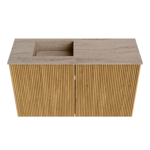 Mondiaz JOYA-DLUX 70cm toiletmeubel - kleur Oak - Wastafel FAYE positie Links 1 kraangat kleur Saba. SW1424178