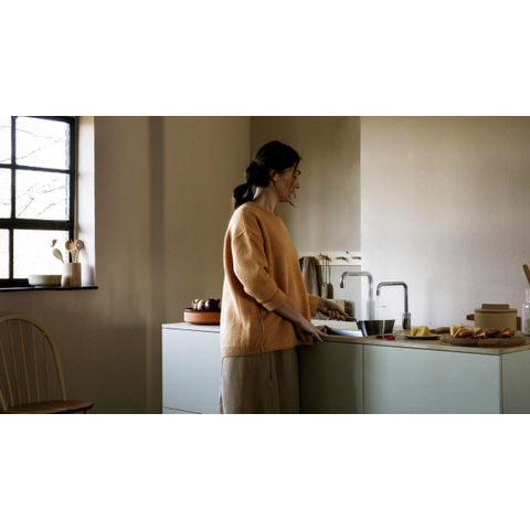 Quooker Nordic Square Twintaps kokendwaterkraan - draaibare uitloop - Combi reservoir - Warm / kokend water - Chroom SW299659