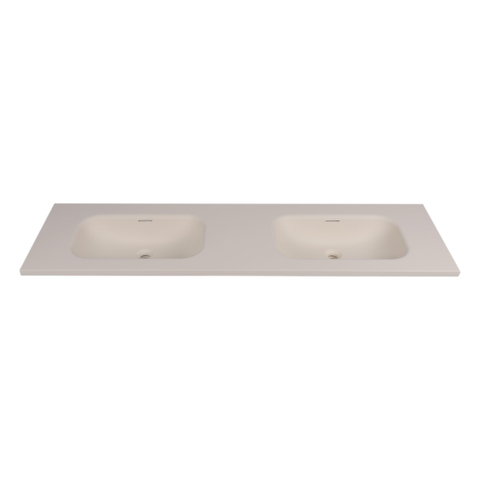 Saniclass Torino Plan vasque meuble - 160.5x46x17.5cm - solid surface - 2 vasques - sans trou de robinetterie - blanc cassé SW1471860