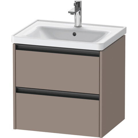 Duravit Ketho.2 Wastafelonderbouwkast - met 2 laden - 58.4x45.5x54.9cm - met grepen antracietbasalt - mat basalt (zwart) SW772825