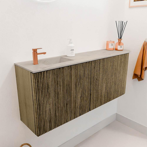 Mondiaz JOYA-DLUX 101.6cm toiletmeubel - ronding rechts kleur Dusk - Wastafel FAYE positie Links 1 kraangat kleur Opalo. SW1423339