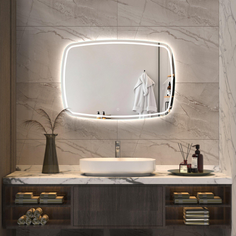 H&R Badmeubelen Rock Spiegel - 100x70cm - dimbaar - LED - verwarming SW1419166