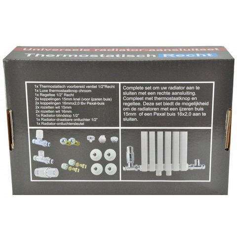 Wiesbaden Riko luxe thermostatische radiator aansluitset recht OUTLET STORE14535