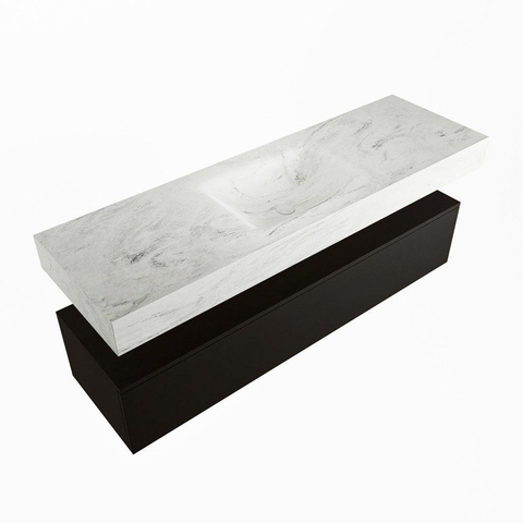 MONDIAZ ALAN - DLUX Badkamermeubelset - 150cm - onderkast - Urban - 1 lade - vrijhangende wastafel - wasbak midden - 0 kraangaten - Opalo SW806331