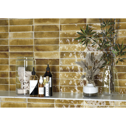 Terravito Giavelo wand- en vloertegel - 6x24.6cm - 8.4mm - Rechthoek - Overig - glans geel - Yellow SW1601882