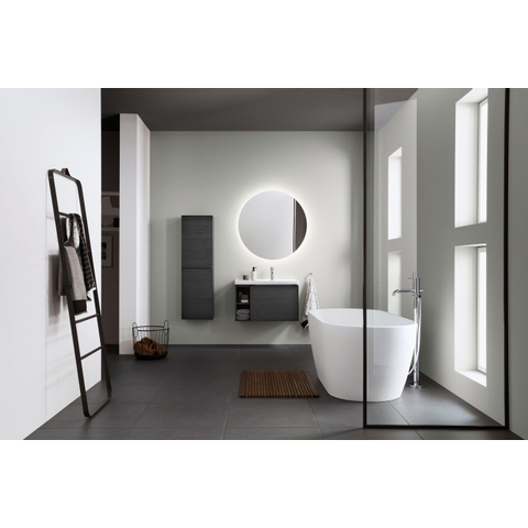Duravit D-neo Wastafel - met waskom rechts - met kraangat - met overloop - 80x48cm - met wondergliss - wit SW640466
