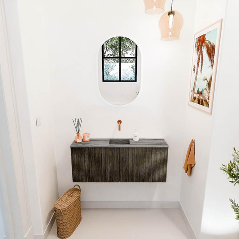 Mondiaz JOYA-DLUX 100cm toiletmeubel - kleur Shadow - Wastafel FAYE positie Midden Zonder kraangat kleur Sombra. SW1425217