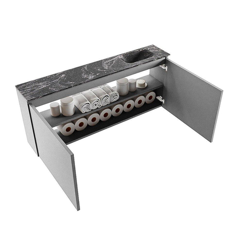 MONDIAZ TURE-DLUX Meuble de toilette 120 cm Plata. Lavabo EDEN Lava position à droite. Avec 1 trou de robinet. SW1103992