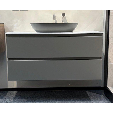 Mondiaz-HAY-badkameronderkast-100cm-2-lades-midden-uitsparing-smoke-showroommodel