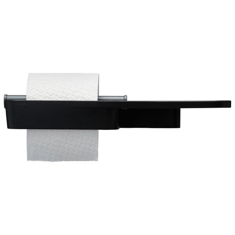 Tiger Tess Toiletrolhouder - met planchet - zelfklevend/boren - zwart/antraciet SW877676