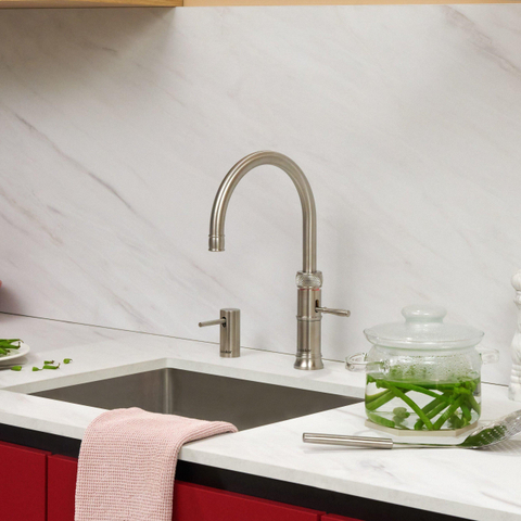Quooker Classic Fusion Round kokendwaterkraan - draaibare uitloop - Combi+ reservoir - Warm / kokend water - RVS SW299660