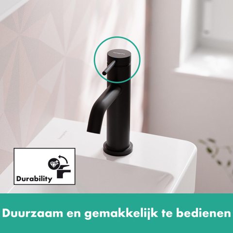 Hansgrohe Tecturis s Fonteinkraan - 80 met rechte greep - voor koud water of vooraf ingestelde watertemperatuur - zonder waste - mat zwart SW918401