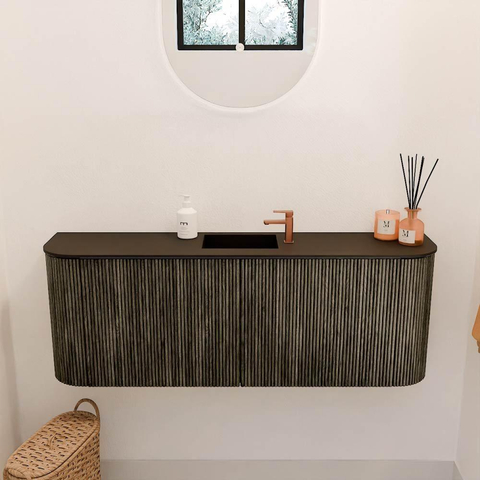 Mondiaz JOYA 113.2cm toiletmeubel - ronding links en rechts kleur Shadow - Wastafel FAYE positie Midden 1 kraangat kleur Urban. SW1421543