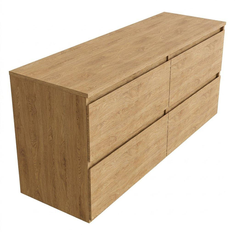 Saniclass Holz Pure Badkamermeubelset - 160x45x60cm - topblad - zonder kraangaten - 4 lades - Eiken Natural SW1479056