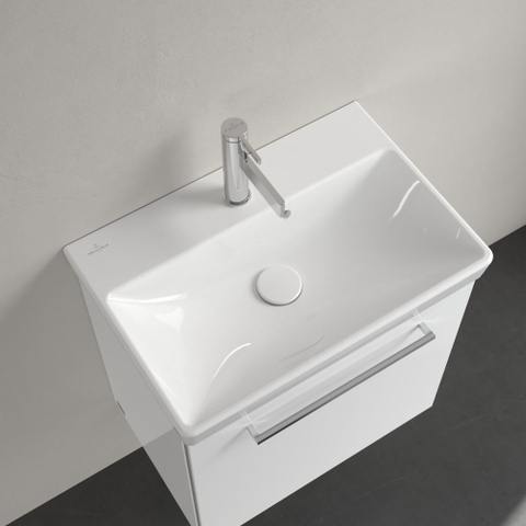 Villeroy & Boch Avento wastafel - compact - 55x37cm - met kraangat - met overloop ceramic plus - White Alpine (glans wit) SW59858