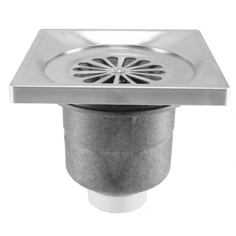 Riko Luxe doucheput met onderuitlaat 14 x 14 cm RVS OUTLETSTORE STORE41964