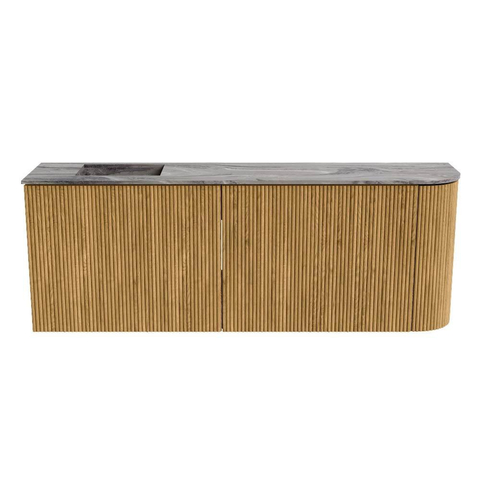 Mondiaz JOYA-DLUX 111.6cm toiletmeubel - ronding rechts kleur Oak - Wastafel FAYE positie Links 1 kraangat kleur Sombra. SW1424283