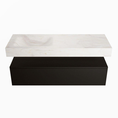 Mondiaz ALAN-DLUX Ensemble de meuble - 130cm - meuble Urban mat - 1 tiroir - Lavabo Cloud Ostra suspendu - vasque gauche - 1 trou de robinet SW807394