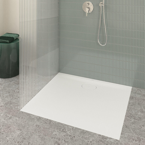 Villeroy & Boch Ecora douchebak - 100x90x3.5cm - afvoer lange zijde - white alpine (wit) SW1558944