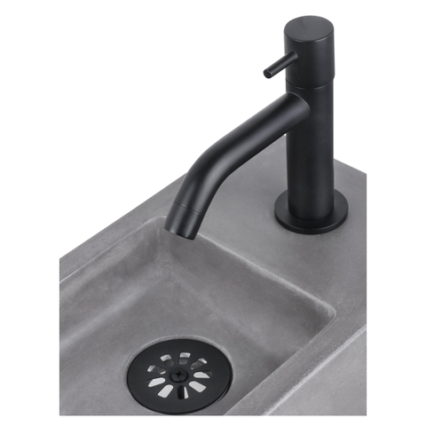 Differnz Ravo fonteinset – 38.5x18.5x9 cm – beton donker grijs – gebogen mat zwarte kraan SW705440