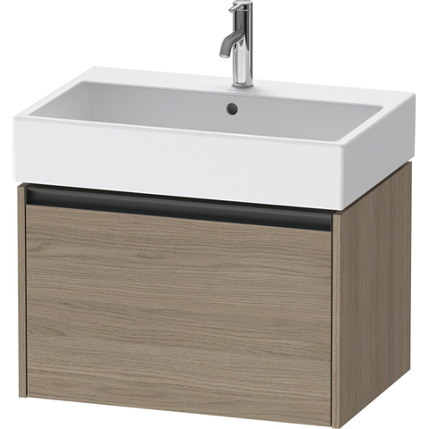 Duravit Ketho.2 Wastafelonderbouwkast - met 1 lade - 68.4x46x44cm - met greep antraciet - eiken terra mat SW772375
