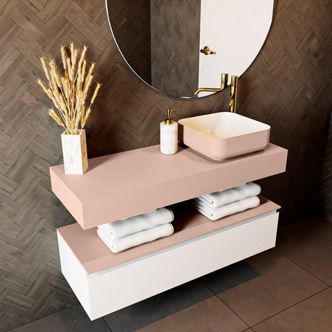 Mondiaz TOP 30 Plan sous vasque suspendu - 110x30x12cm - solid surface - Rosee SW1021625