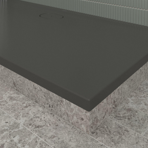 Villeroy & Boch Ecora douchebak - 160x80x3.5cm - afvoer lange zijde - anthracite (antraciet) SW1558871