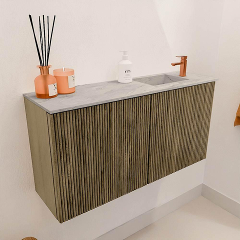 Mondiaz JOYA-DLUX 80cm toiletmeubel - kleur Dusk - Wastafel FAYE positie Rechts 1 kraangat kleur Glace. SW1423158