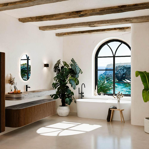 MONDIAZ THOR-DLUX Meuble de salle de bains 190cm arrondi gauche + droite couleur Walnut avec 2 tiroirs et 2 portes. Vasque suspendue CLOUD Milieu 1 trou de robinet couleur Sombra. SW1466710