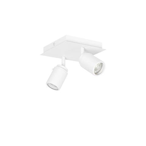 QAZQA Ducha plafonnier de salle de bains - 17x17cm - 2 spots - IP44 - carré - blanc mat SW1187232