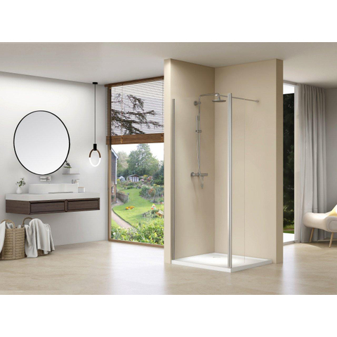 Van Rijn Products ST01 paroi de douche - 100x200cm - verre transparent - partie en équerre - partie pivotante - chromé SW405568