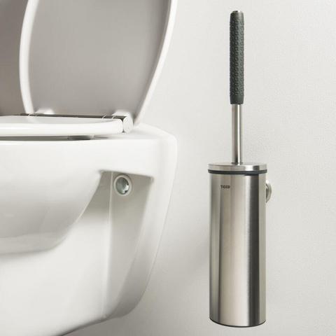 Tiger Boston Comfort en Safety Toiletborstel met houder RVS geborsteld 9x46.9x12.6cm SHOWROOMMODEL SHOW24262