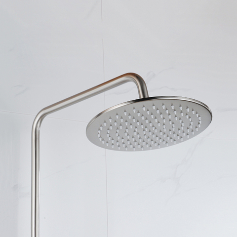Fortifura Calvi Regendoucheset - thermostatisch - 25cm - hoofddouche - gladde slang - staaf handdouche - PVD - geborsteld RVS SW1204412