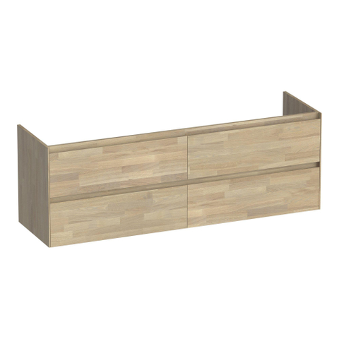BRAUER Inspire meuble sous-lavabo 160 4 tiroirs softclose - sans poignée - 2 découpes pour siphon - chêne massif - chêne abouté gris SW1200678