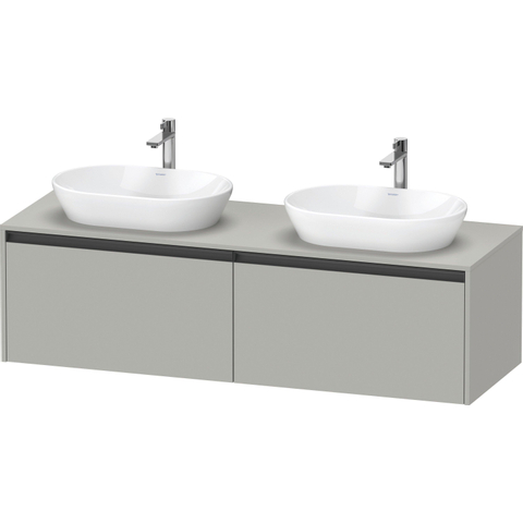 Duravit Ketho.2 Wastafelonderbouwkast - inclusief consoleplaat - met 2 laden - voor dubbele waskommen - 160x55x45.9cm - met handgrepen antraciet - betongrijs mat SW772674