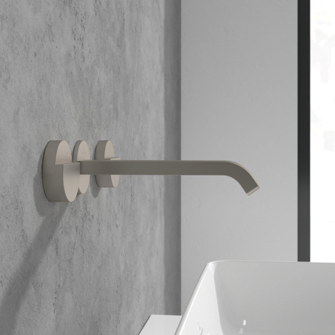 Villeroy & Boch Dawn wastafeluitloop set - zonder pop up afvoergarnituur - Brushed Nickel (rvs) SW974332