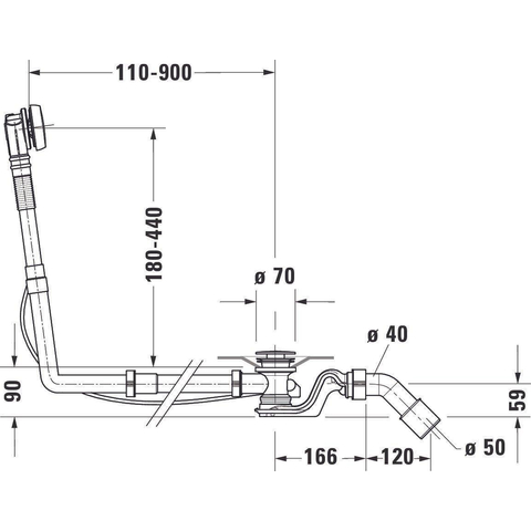 Duravit Badafvoer en overloopcombinatie - met waste - hoogglans chroom 0305206