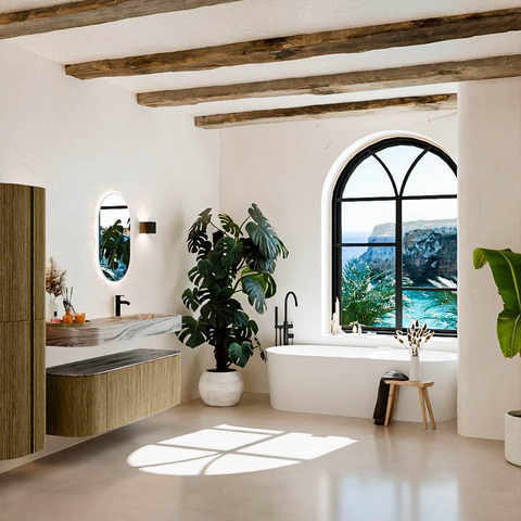 MONDIAZ THOR-DLUX 140cm meuble de salle de bains arrondi gauche + droite couleur Dusk avec 1 tiroir et 2 portes. Vasque suspendue CLOUD Droite 1 trou de robinet couleur Sombra. SW1464239