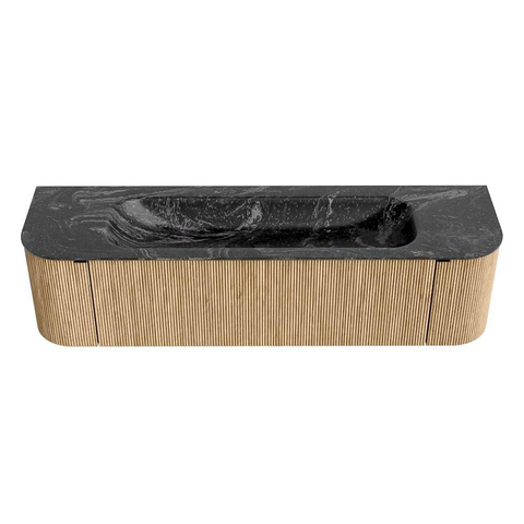 MONDIAZ KURVE-DLUX meuble de salle de bains 170 cm avec module 25 Len R couleur Chêne avec 1 tiroir et 2 portes. Lavabo BIG LARGE central sans trou de robinet couleur Lave. SW1137168