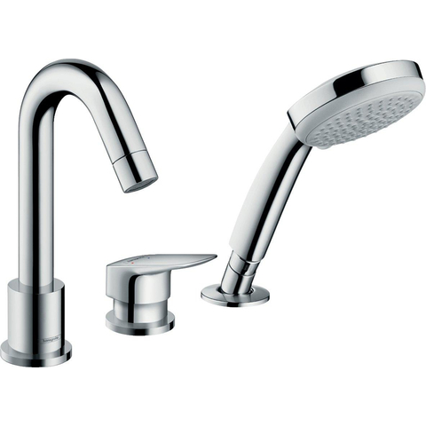 Hansgrohe Logis Afdekset - 3 gats badrandcombinatie - met handdouche - hoogglans chroom GA42070