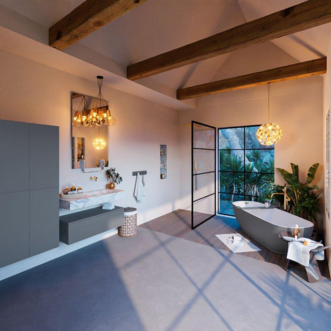 MONDIAZ ALAN - DLUX Ensemble de meubles de salle de bains - 100cm - caisson bas - Plata - 1 tiroir - lavabo suspendu - vasque à droite - 0 trous de robinet - Glace SW806004