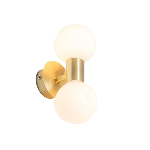 QAZQA Cederic wandlamp 8x20.4x11.3cm - 2 lichts - horizontaal/verticaal - IP44 - geborsteld messing (goud) SW1187221