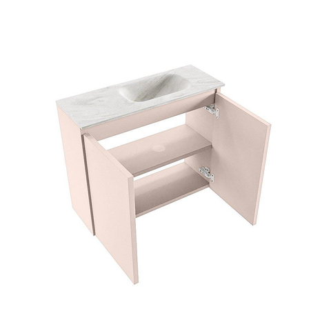 MONDIAZ TURE-DLUX Meuble WC 60cm Rosee. EDEN vasque Ostra position à droite. Sans trou de robinet. SW1105036