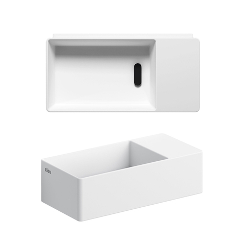 Clou New Flush 3 lave-mains 35x18cm trou de robinet pré-percé aluite Blanc mat SW106245